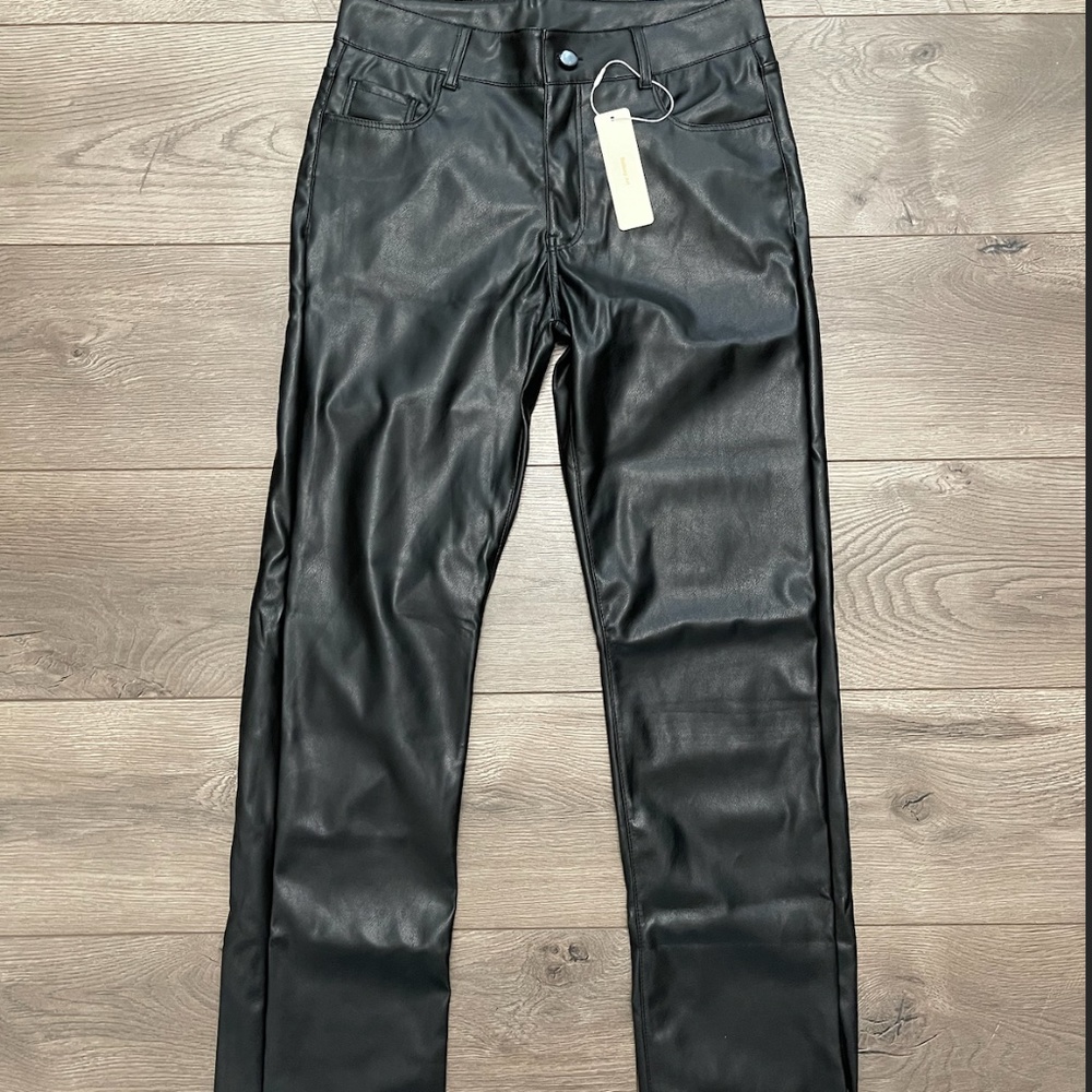 Faux Leather Mid Rise Pants- NWT